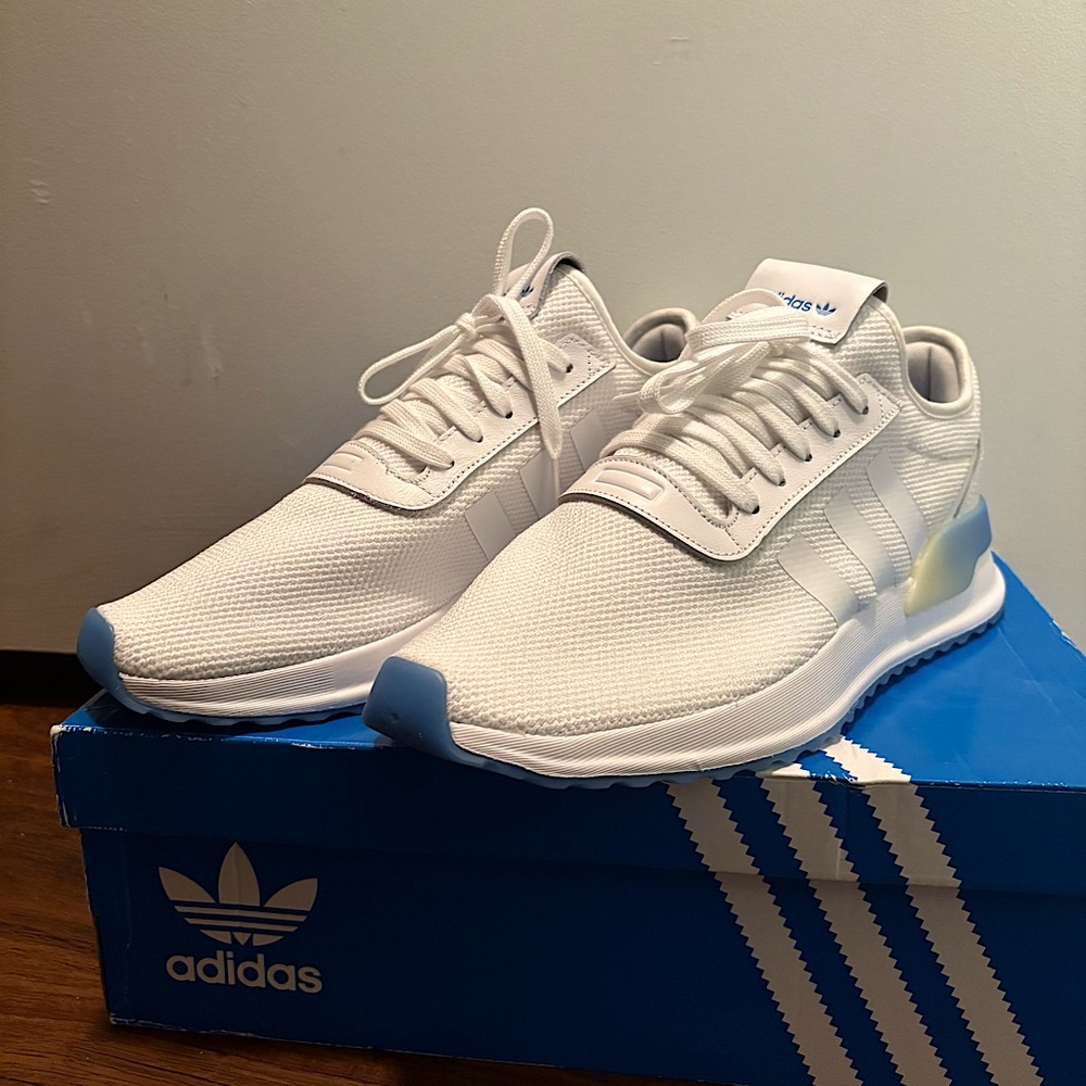 Adidas White and Blue Running Shoes